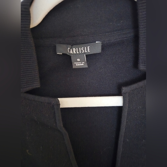 CARLISLE black knit long sleeve collared cardigan with one button | small - Picture 2 of 5